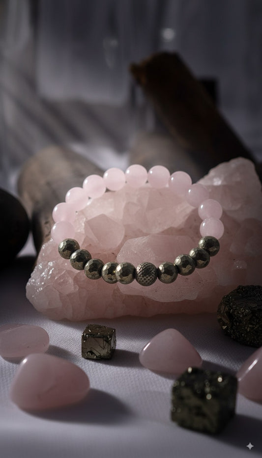 Rose Quartz and Natural Pyrite